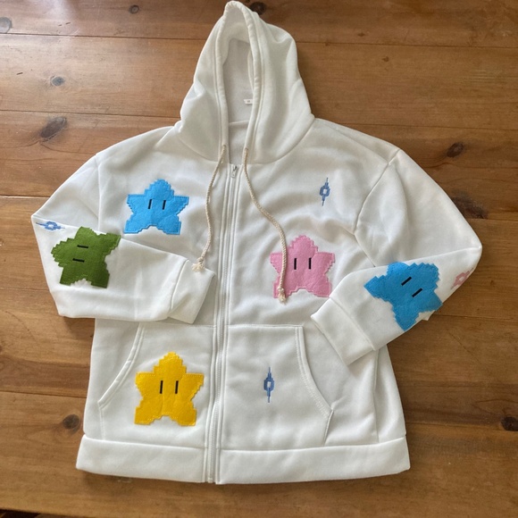 Kawaii style white hoodie, about 40” chest - Picture 1 of 9